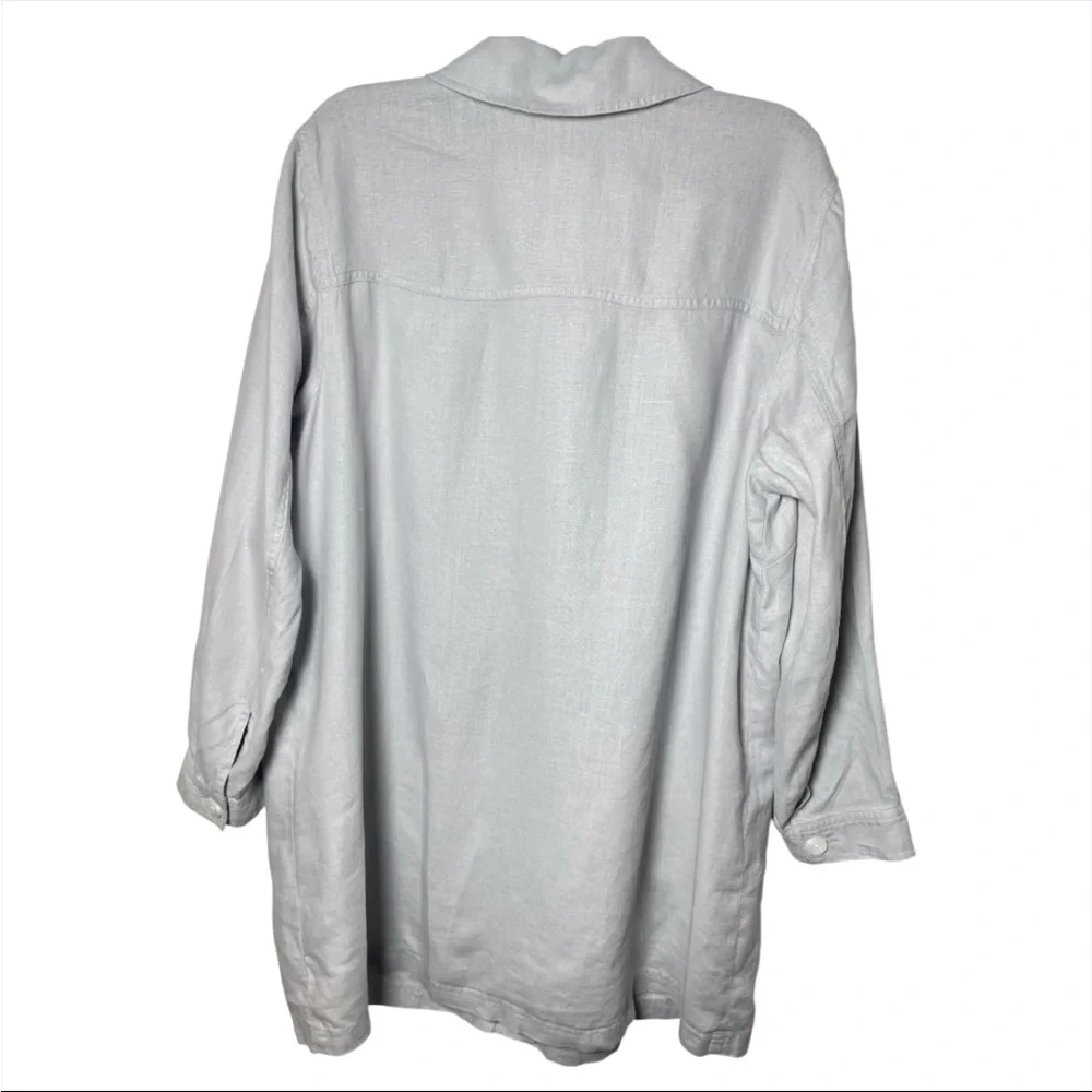 J.Jill Love Linen XL 100% Linen Button Front Shacket Oversized Gray Lagenlook - Picture 4 of 5